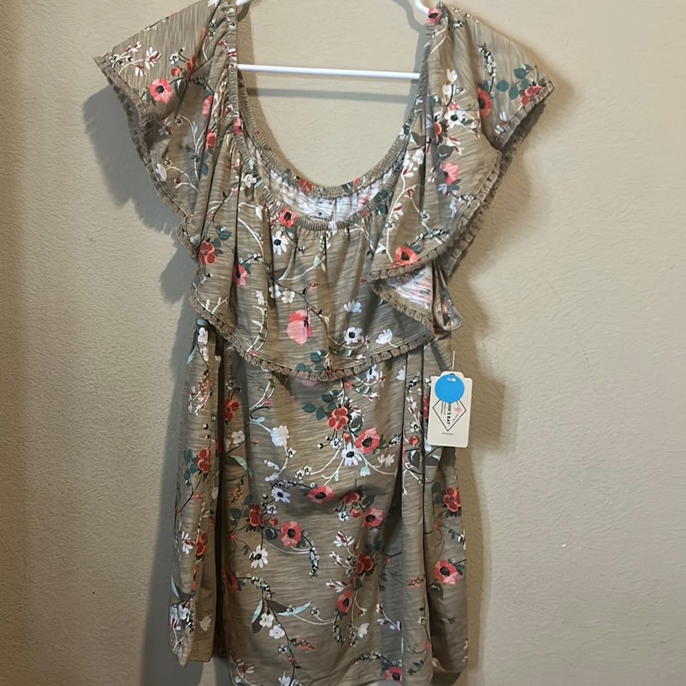 St. John’s Bay tan flower blouse.